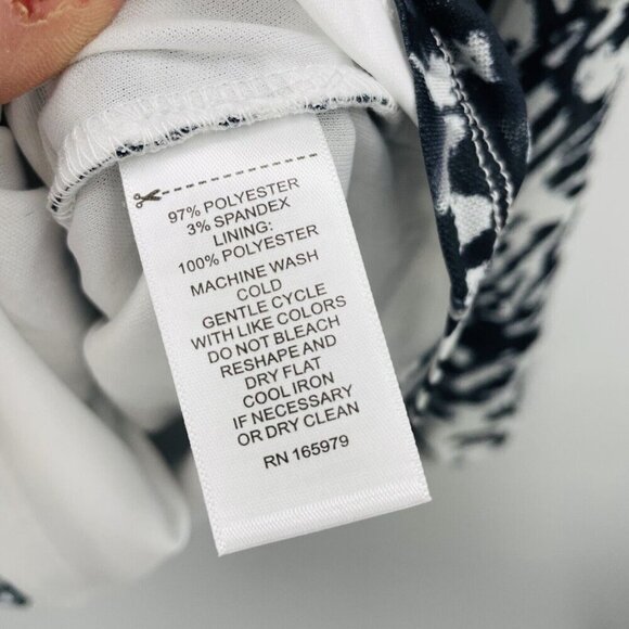 Cable & Gauge Womens Plus Size 2X Ruched Printed Long Sleeve Blouse White 315 - Picture 6 of 7